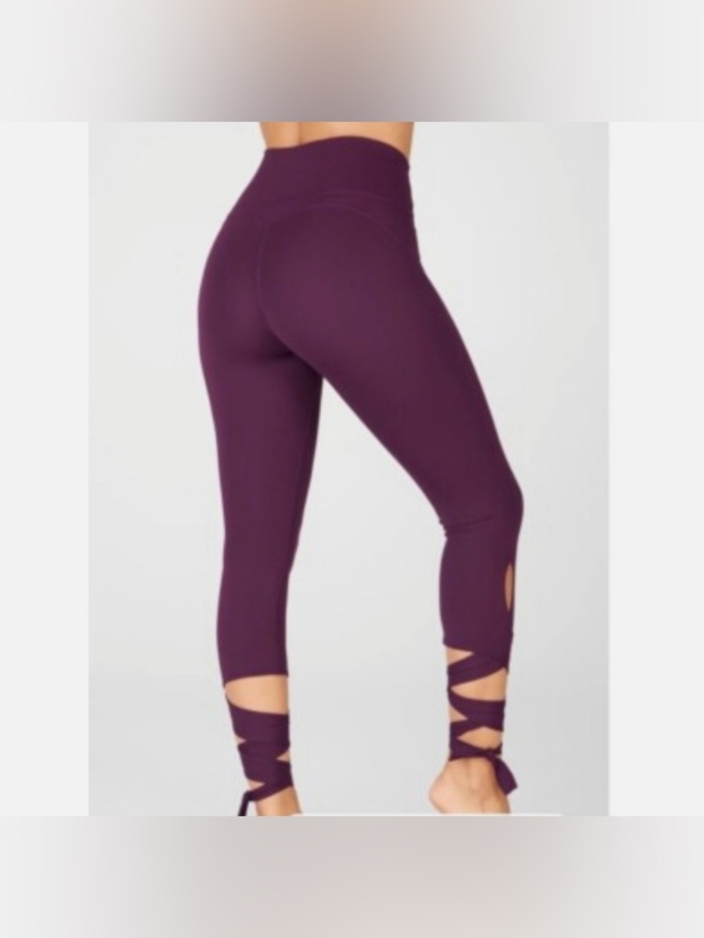 Fabletics PureLuxe High Waisted Tie Up Leggings Purple Plum one Size